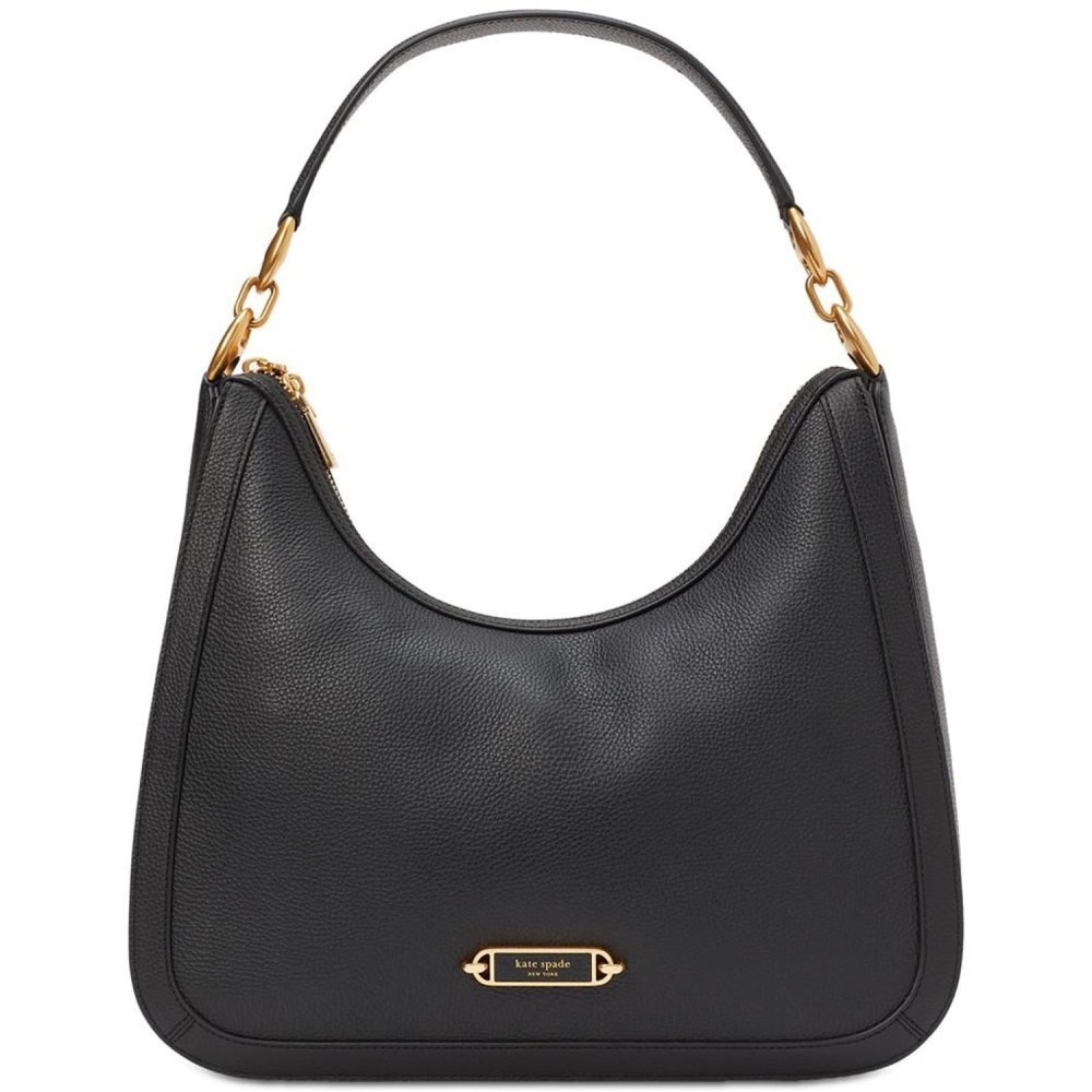 kate spade Black Pebbled Leather Shoulder Bag with Gold Hardware